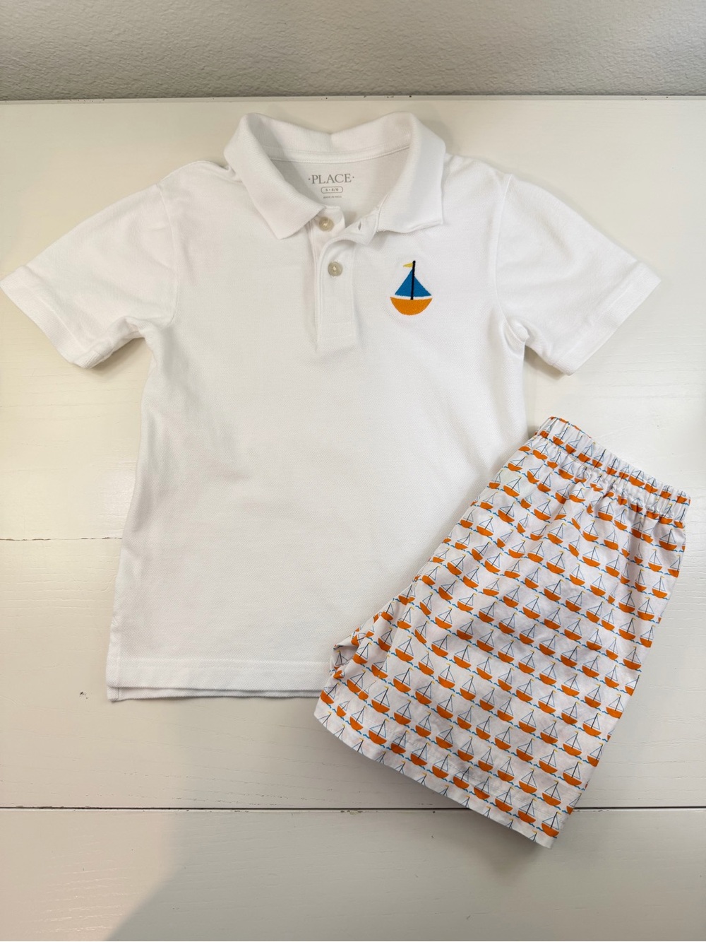Boys Sailboat Polo + Trunk Shorts Set 5/6